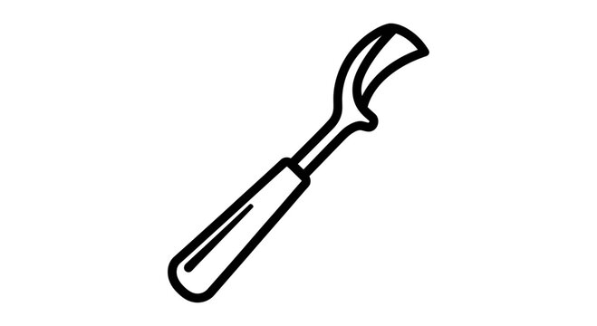 Kitchen Tool: Melon Baller, Scoop for Fruit and Vegetables, Simple Line Art Icon