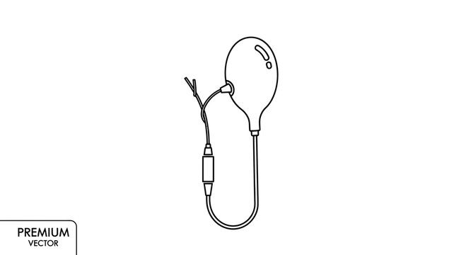 Medical Balloon Catheter with Tubing and Connector - Line Art Icon