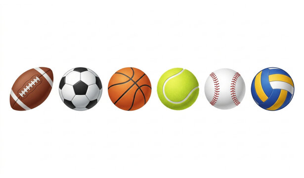 Sports ball icon set vector with football soccer basketball tennis baseball volleyball illustration