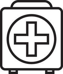 Obraz premium Minimalist First Aid Kit Icon with Medical Cross Symbol.