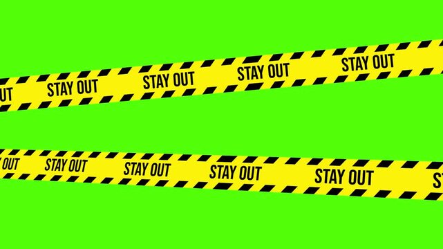 Caution Zone: A vivid image featuring a bright yellow and black striped caution tape against a vibrant green background, conveying a strong message of Stay Out and caution. 