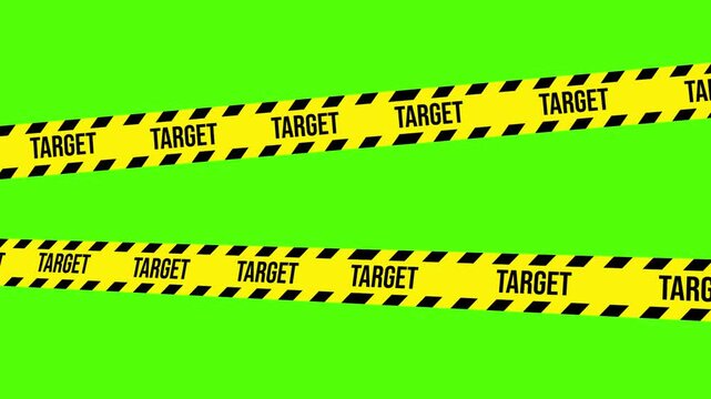 Target Zone: Striking graphic of a target area with a caution tape on a green background, symbolizing focus, direction, and vigilance.