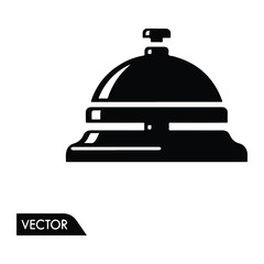 Fototapeta premium Black of a hotel bellhop call button, with a cloche and handle on a white background