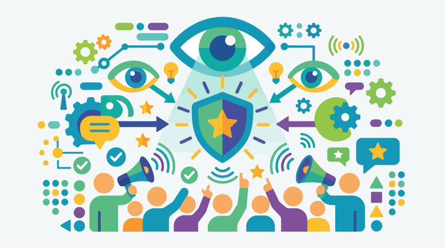 Digital security shield with eye protection.