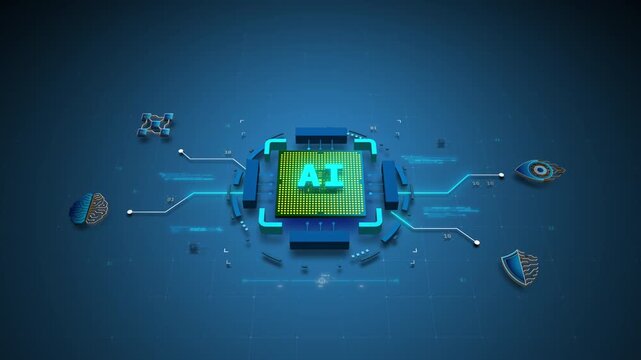 AI Processor Core Powering Intelligent Network System Motion Design Seamless Loop
