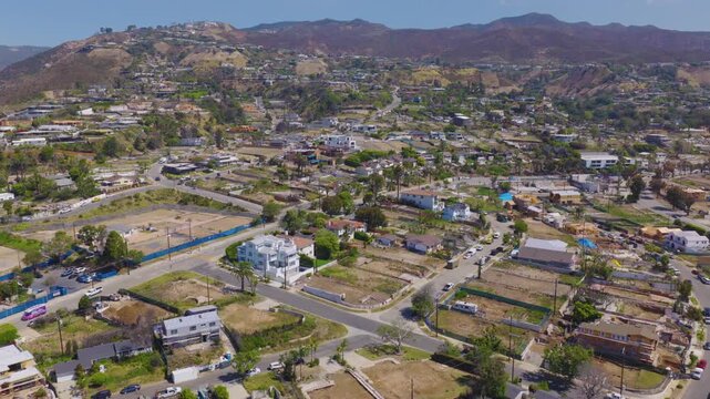 Pacific Palisades Aerial View of Hillside Homes and Mountains 01