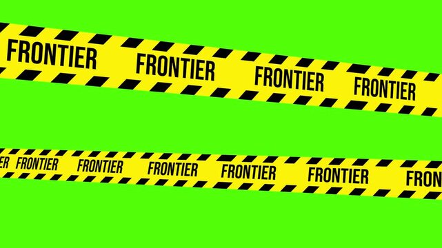 Frontier Tape Barrier: A bold illustration of frontier tape, a visual metaphor for boundaries, exploration, and the unknown, set against a vibrant background, the striking design commands attention.