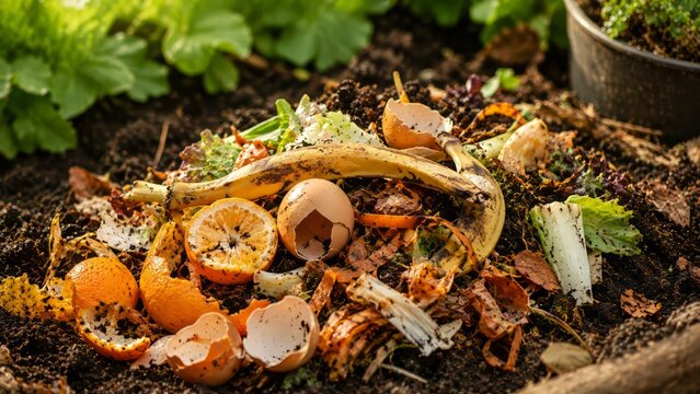 Composting Organic Waste and Food Scraps in Garden Soil for Sustainable Gardening

