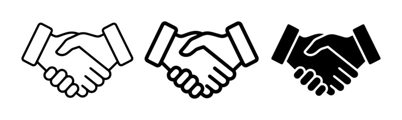 Obraz premium Handshake Icons, Agreement Symbols, Partnership Vector Graphics, Business Deal Clipart