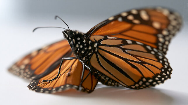 Close-up of two monarch butterflies resting with monarch butterfly white dots butterfly