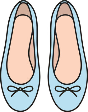 Pair of Light Blue Ballet Flats with Bows.
