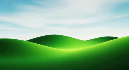 Obraz premium Vibrant green rolling hills dominate this expansive, peaceful summer landscape. The lush, verdant terrain offers tranquility and natural beauty, rolling, view, pastoral