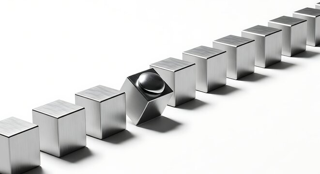Metallic domino effect with silver balls