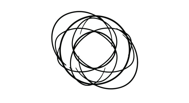 Circles intersect to form a complex abstract design on a clean white background.