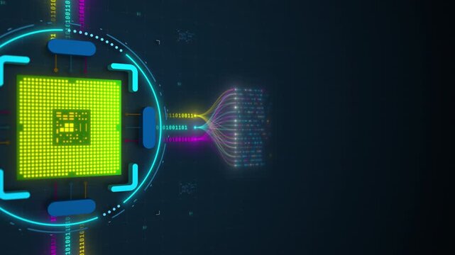 AI Artificial Intelligence Digital Core Processing Big Data Flow Visualization Seamless Loop
