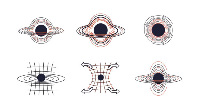 Black Hole Illustrations Set