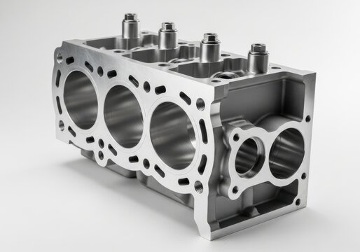 High-Precision Aluminum Three-Cylinder Engine Block Casting Isolated o