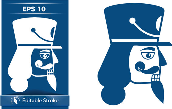 Illustration of a nutcracker soldier in blue and white