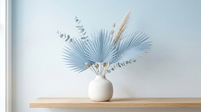 Background, thumbnail social media, book cover download, 2026 2027 2028, event template 4k, download white vase, with dried palm, leaves and foliage, on wooden shelf interior