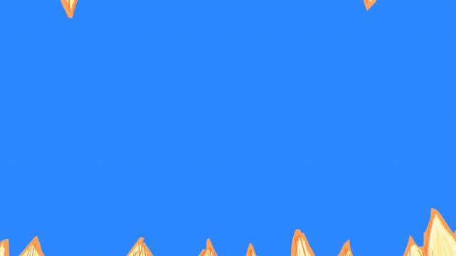 Sharp monster teeth bite on a blue background. Biting video transition effect in 4K. Stock Halloween animation for scene change.