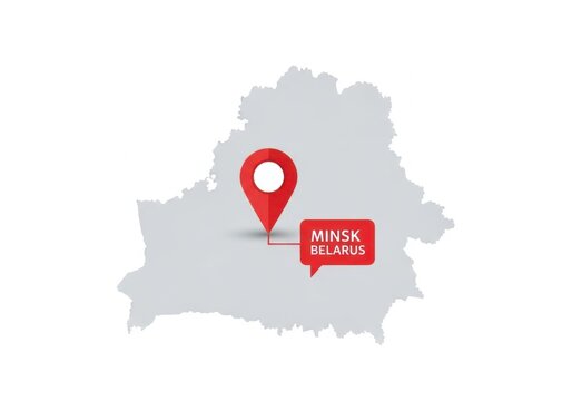 Map of belarus with a location pin on minsk