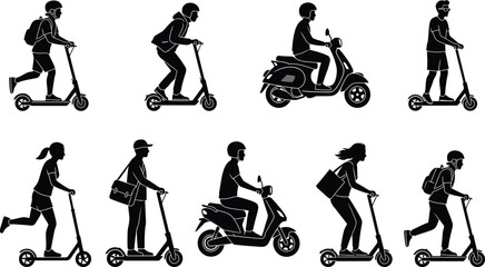 People riding scooters and motorbikes illustration isolated on white background, Vector © MD. SOHAN MIA