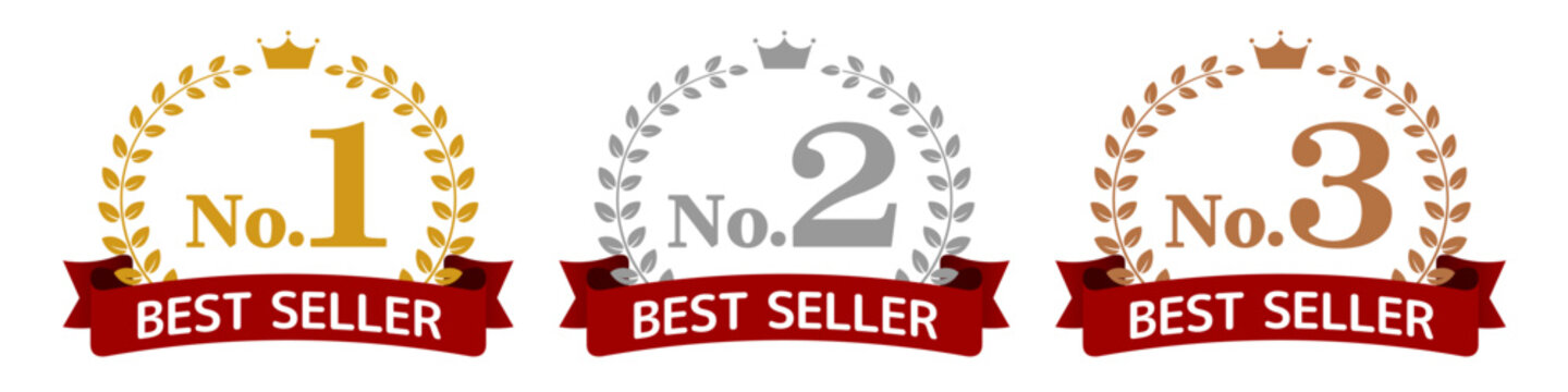 Best Seller Ranking Badge Set No1 No2 No3 Gold Silver Bronze

