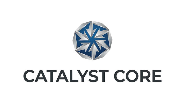 Catalyst core logo with blue and silver starburst design
