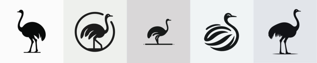 Fototapeta premium Ostrich Silhouette Vector Illustration