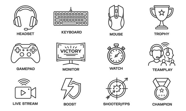 Lineart sports icons vector collection for esports gaming and competition design