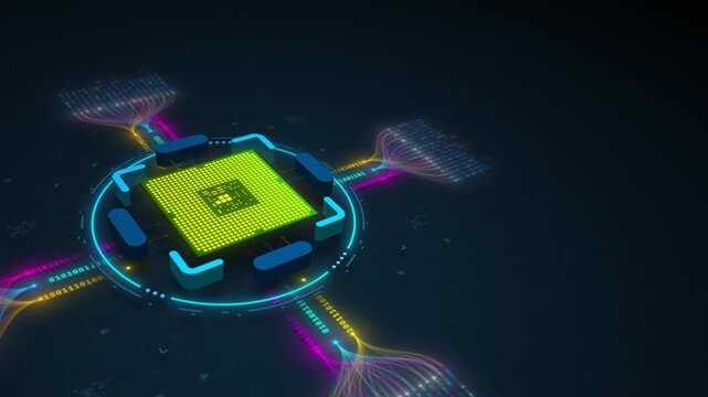 AI Artificial Intelligence Digital Core Processing Big Data Flow Visualization Seamless Loop
