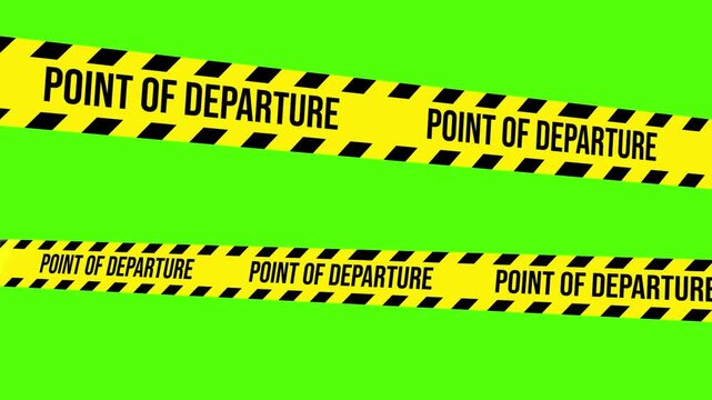 Point of Departure: Warning tape barriers the point of departure area, the tape provides a visual warning and the phrase Point of Departure to remind people of the start of something new.