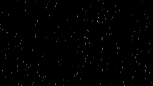 Dynamic Rainfall Animation Video Showing Droplets Falling with a Night Sky Background for a Realistic Weather Effect