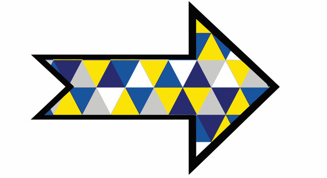 Geometric arrow pointing to the right.
