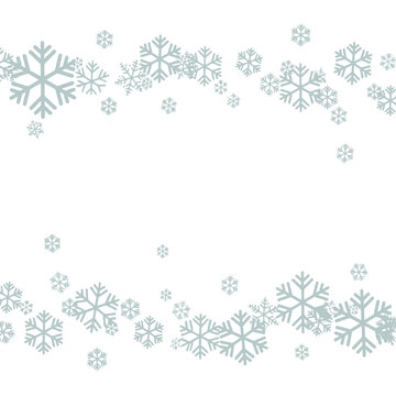 Minimalist Snowflakes Border Vector Illustration - Winter Holiday Season Decorative Element, Subtle Frost Pattern Background