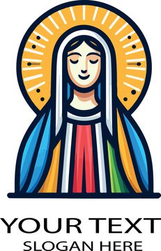 nossa senhora color logo icon vector white background 