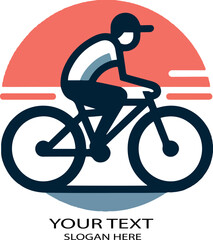 Naklejka premium Man riding bicycle logo icon vector illustration on white background .