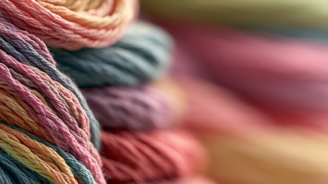 soft multicolored thread weave with blurred background texture