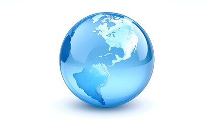Obraz premium Blue Globe Depicting North and South America on White Background.