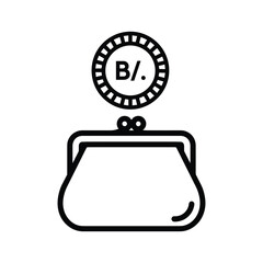Minimal purse with coin badge icon © MrRamiz