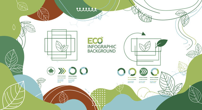 Eco infographic background with leaf designs.