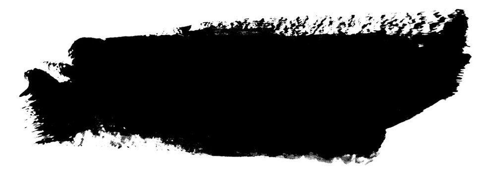 Bold black paint brush banner isolated png transparent background for modern branding and text layout

