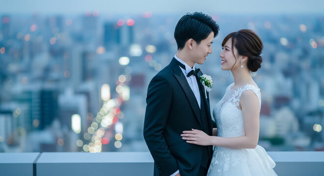 結婚式の前撮りをするカップル ブライダル・ウエディング