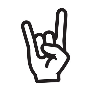 Rock on hand gesture vector icon. Representing heavy metal music, concert energy, and cool attitude