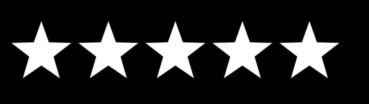 5 star customer review icon on black background