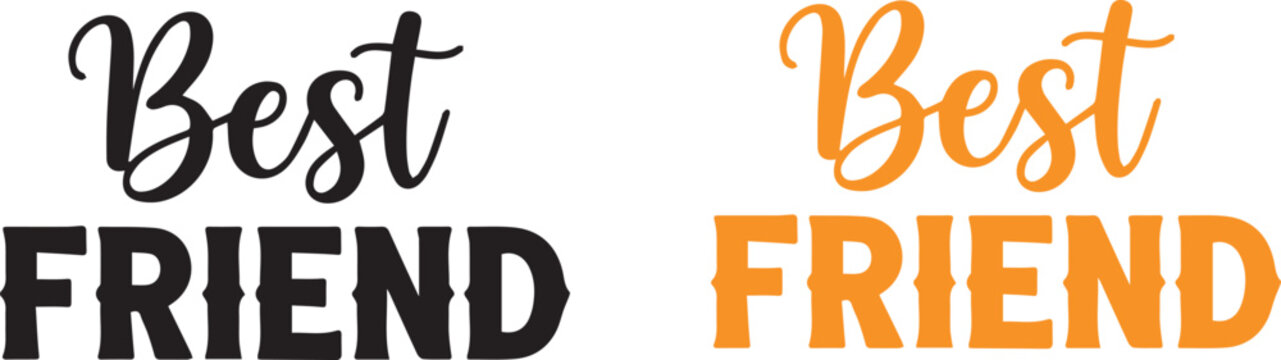 best friend text phrases in black and orange