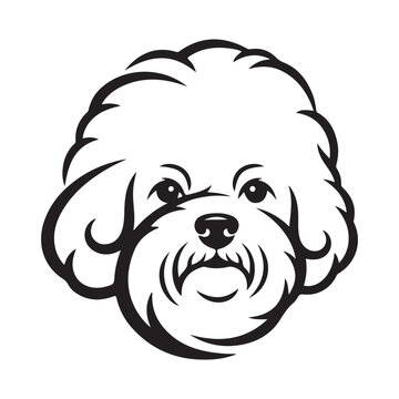 Bichon Frise dog head vector illustration. Minimalist line art design suitable for pet grooming logos, animal care branding, and canine-themed graphics