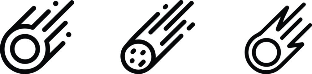 Comet, meteor and shooting star space line icons © MstZebun