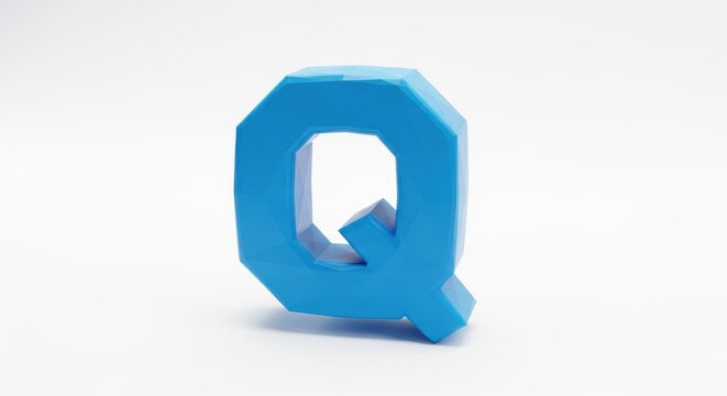 A shiny metal 3d horseshoe magnet Q icon and illustration concept isolated on a white background