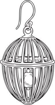Birdcage pendant, silver jewelry, minimalist charm, earring design